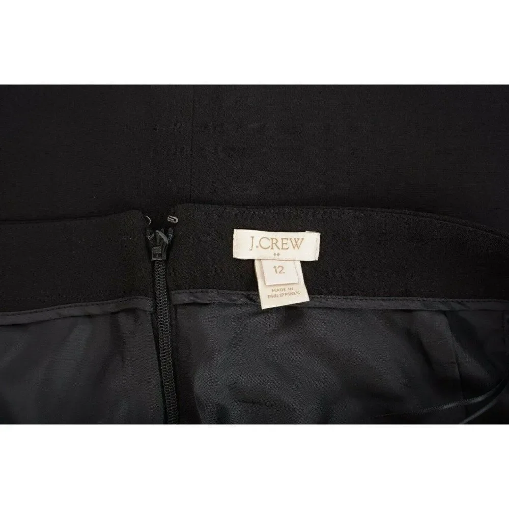 J. Crew Womans Wrap Crepe Pencil Skirt Size 12 Black White Tipped c5875